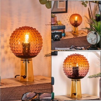 hofstein Tischleuchte Tischlampe aus Glas/Metall in Orange/Bernsteinfarben/Rosa/Schwarz, ohne Leuchtmittel, Leuchte im Retro/Vintage-Design mit Glasschirm (16,5 cm), E27