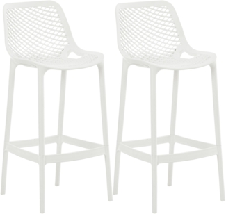 CLP 2er Set Barhocker Air Kunststoff mit Lehne wetterfest UV-beständig bis 160 kg,weiß