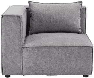 Juskys Ecksofa Links Domas - modulares Sofa in Stoff Dunkelgrau - Wohnzimmer Couch mit Armlehne & Kissen - Modulsofa 130 kg belastbar - Wohnlandschaft