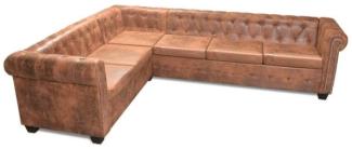 vidaXL Chesterfield Ecksofa 6-Sitzer Kunstleder Braun