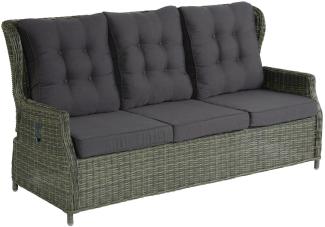 Inko Lounge-Sofa 3-Sitzer Leona Rattanoptik Loungebank dark olive