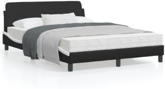 vidaXL Bettgestell "Dover" Schwarz und Weiß 140x190 cm Kunstleder 373183