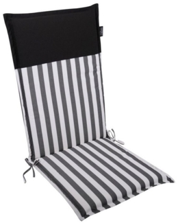 LILENO HOME Hochlehnerauflage Gartenstuhl Auflage, bequeme Sitzauflage für Gartenmöbel, Stuhlkissen, (1 St, 1er Set), Polsterauflage Streifen Schwarz, Sitzpolster für Klappstühle