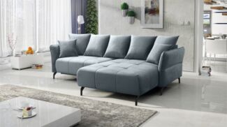 Ecksofa Schlafsofa Sofa SADIE Stoff Element Grau Ottomane Rechts