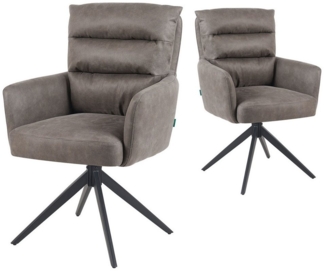 DUBI Möbel Polsterstuhl Mika-Alva 2er-Set, Federkern, pulverbeschichtet, 360° drehbar im 2er-Set