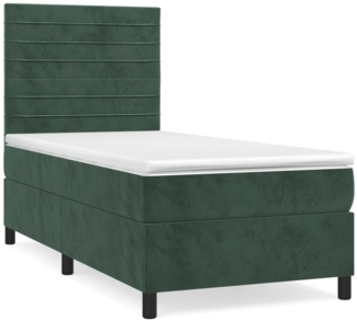 vidaXL Boxspringbett mit Matratze Dunkelgrün 90x200 cm Samt 3143064