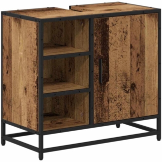 vidaXL Badezimmer Waschbecken Schrank mit Tür Altholz 65 x 33 x 60 cm 883634