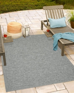 the carpet Calgary - robuster Teppich, Flachgewebe, modernes Design, ideal für Küche und Esszimmer, Vintage-Optik, Boho-Style, besonders flach, auch für den Außenbereich, Grau, 200x280 cm