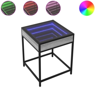 Couchtisch, Sofatisch mit Infinity-LED Grau Sonoma 40 x 40 x 51 cm