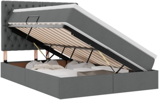 vidaXL Bett mit LED-Lichtleisten Dunkelgrau 140x190 cm Stoff 3372478