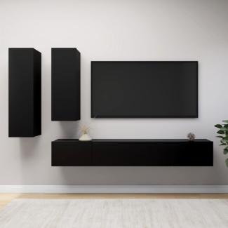 vidaXL 4-tlg. TV-Schrank-Set Schwarz Spanplatte [3078838]