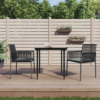 vidaXL 3-tlg. Garten-Essgruppe mit Kissen Schwarz Poly Rattan & Stahl 3187065