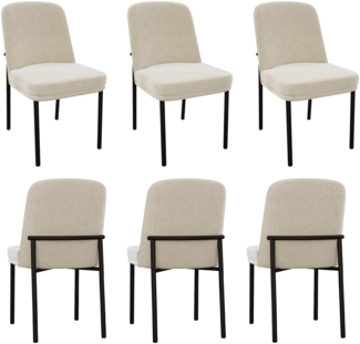 Merax Esszimmerstuhl (Set, 6St), 6er Set Polsterstühle Küchenstuhl Samt Beige, Schwarzer Metallbeine