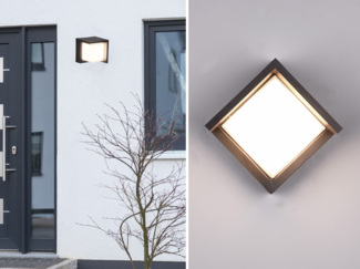 LED Außenwandleuchte PUNO Schwarz Fassadenbeleuchtung Würfel eckig 15x15cm