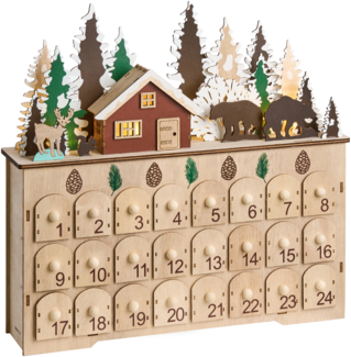 Weihnachtsdekoration LED HELIN Adventskalender 33 cm Hellbraun