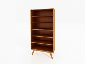 Bücherregal Jetro Wildeiche massiv 100x200x50 cm mit 6 Fächern und Holzbeinen