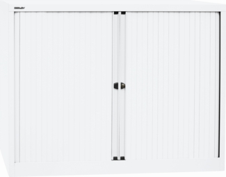 Bisley 'EuroTambour' Rollladenschrank, 2 Einlegeböden, Kunststoff Verkehrsweiß, 120 x 103 x 43 cm
