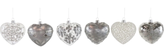 Weihnachtsdekoration ICE – Herzen in Silberglanz, 9 × 9 cm