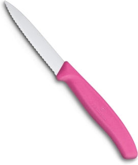 Victorinox, 6.7636. L115, Swiss Classic, Gemüsemesser, Extra scharfe Klinge, mit Wellenschliff, robuster Kunststoff-Griff, Pink, Made in Switzerland, Spülmaschinengeeignet