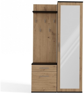 MAGOWA Kompaktgarderobe Moderner Kleiderschrank mit Spiegel & praktischer Flurgarderobe (3-teilig) Höhe: 180 cm - Breite: 100 cm - Tiefe: 35 cm