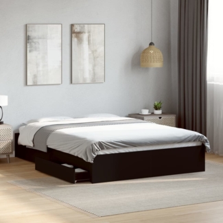 vidaXL Bettgestell mit Schubladen Schwarz 120x190 cm Holzwerkstoff 3280700