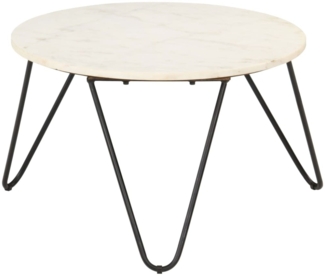 vidaXL Couchtisch Weiß 65x65x42 cm Echtstein in Marmoroptik