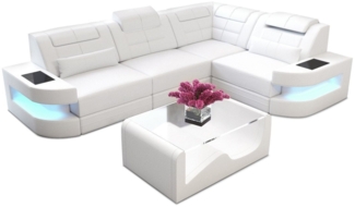 Sofa Dreams Ecksofa Ledercouch Sofa Leder Como L Form Ledersofa, Couch, mit LED, wahlweise mit Bettfunktion als Schlafsofa, Designersofa