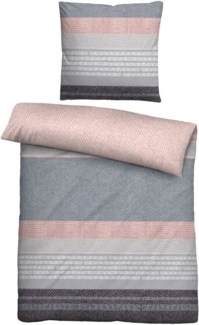 biberna Feinbiber Bettwäsche 0004104 QUERMUSTER, silber/grau, 1x 135x200 cm + 1x 80x80 cm