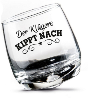 GILDE 2tlg. Set, Wackelglas, "Klug", Spruch, Glas, klar, , H. 8,5 cm, D. 7,5 cm 46761
