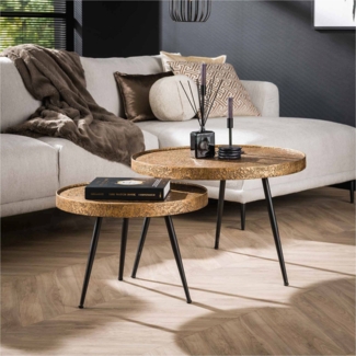 Beistelltisch ZAND Bronze Antik 2-Satz-Tisch Metall sandgestrahlt