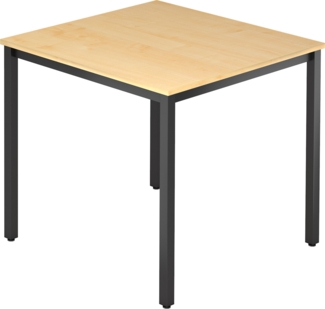 bümö Multifunktionstisch Ahorn, Tisch 80 x 80 cm, Tischfuß vierkant in schwarz - einfacher Tisch klein, Besprechungstisch System D-Serie, Konferenztisch, Meetingtisch, Mehrzwecktisch, Pausentisch, DQ08-3-D