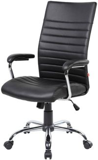 Dmora - Stuhl mit Rädern Geelong, Präsidentensessel mit Armlehnen, ergonomischer Bürostuhl, 63x65h108/118 cm, Schwarz