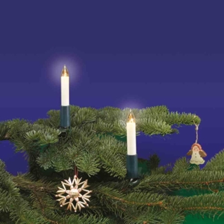 Weihnachtsbaumketten, 15 x E10/16V/3W, klar/elfenbein, mit Schaftkerzen