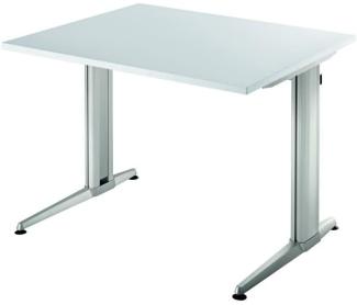Schreibtisch XS08 C-Fuß 80x80cm Weiß Gestellfarbe: Silber