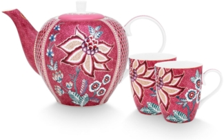 PIP STUDIO Flower Festival Teeset large dark pink Set3