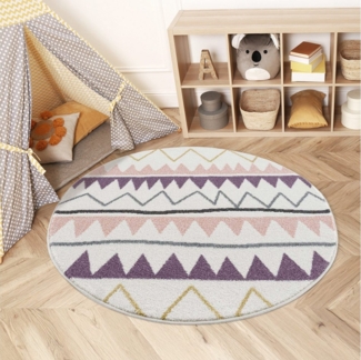 Carpet City Kinderteppich Anime9382, rund, Höhe: 11 mm, Spielteppich, Zickzack, Weicher Flor, Pflegeleicht, Kinderzimmer