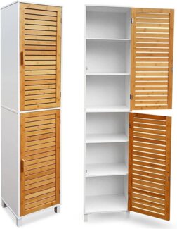 osoltus Bad-Kommode Aarhus 190cm mit 6 Fächern & 2 Türen - moderner Bad-Schrank - Badezimmerschrank - Bad-Regal für Badezimmer & Gäste-WC - Weiß