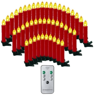 Gotoll LED-Christbaumkerzen CH040_RE 20-40er Weinachtsbaum Kerzen kabellose christbaumkerzen, kabellos Weihnachtskerzen mit 6/18 stunden timer und Fernbedienung