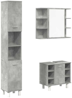 vidaXL 3-tlg. Badmöbel-Set Betongrau Holzwerkstoff 3324855