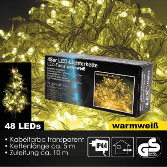 48er LED Lichterkette Außen Innen Partylichterkette Weihnachtslichterkette warmweiß