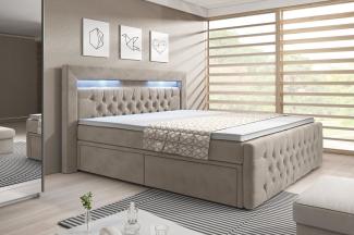 Boxspringbett Menzogna mit LED und Stauraum 120x200 Beige H2