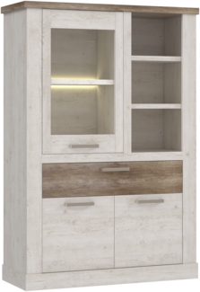 FORTE 'Duro' Highboardvitrine, Holzwerkstoff, Weiß/Beige/Braun, 109,8 x 160,3 x 41,3 cm