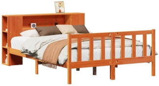 vidaXL Massivholzbett mit Regal ohne Matratze Wachsbraun 150x200 cm 3321672