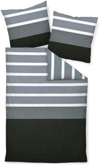 Janine Bettwäsche J.D. 8468 08 Silber Schwarz Mako Satin 240 x 220 + 2x 80 x 80 cm