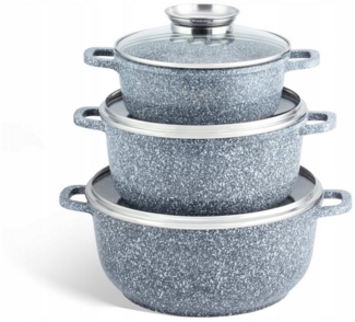 KlönBerg Topf-Set Drei große Töpfe in verschiedenen Größen mit Steinbeschichtung, Aluminium, Aluminiumguss, Keramik, Edelstahl (Multifunktional, geeignet zum Kochen, Braten und Backen!, 6-tlg, Es ist eine perfekte Geschenkidee für jeden Anlass), Innova...