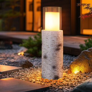 LED Solarlampe, Baumstamm, Glas, Akku, H 43,5 cm