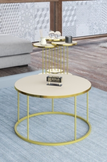 Couchtisch- und Satztisch-Set 70 x 50 x 47 cm Spanplatte/metall/pvc Gold - Creme 89321771 [en. casa]
