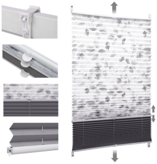Sekey Plissee Doppelplissee Day+Night Verdunkelung ohne Bohren verspannt Lichtschutz, verdunkelnd, Klemmfix, ohne Bohren, Klemmfix, Lichtdurchlässig Ausbrenner-Muster und 100% Verdunkelnd Verdunkelung