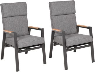 Gartenstuhl 2er Set MIA - Kunststoff, Schwarz | Stapelstuhl Wetterfest Gartenstühle Outdoor Essstühle