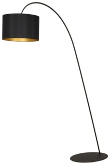 Licht-Erlebnisse Stehlampe ALICE, ohne Leuchtmittel, Bogenlampe Metall Stoff E27 205 cm in Schwarz Gold Modern